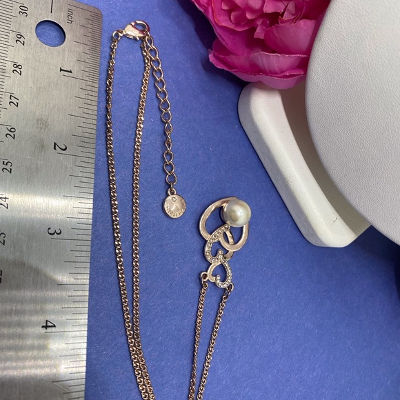 Charter club three hearts and rhinestone faux pearl pendant costume Necklace - Picture 5 of 5